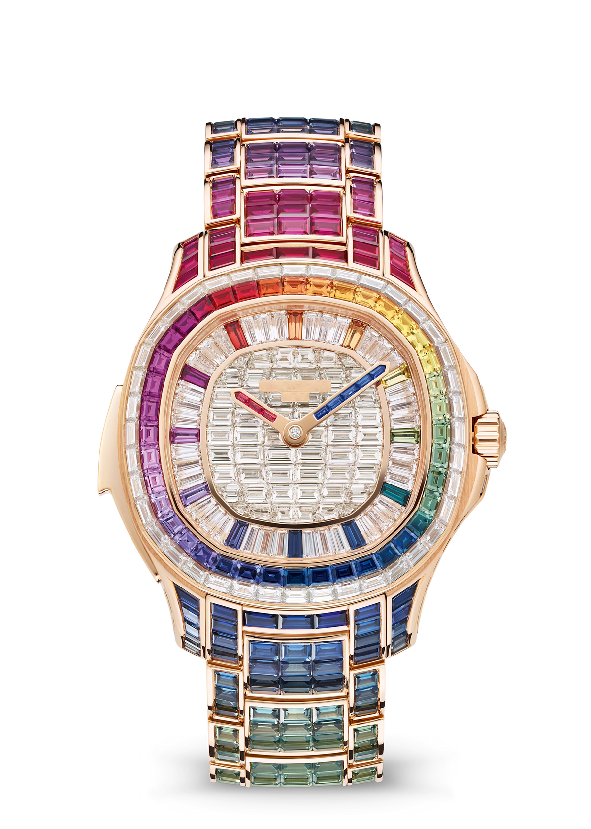 Rainbow Crystal Watch with Gold Tone Case and Multicolor Bracelet