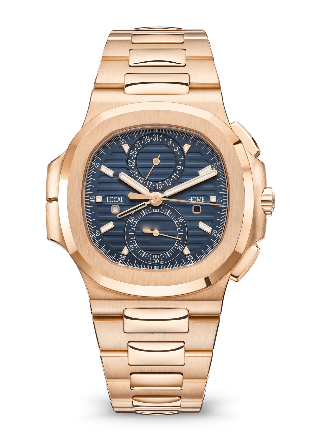 Navy Travel Chronograph with Rose Gold Tone Bracelet