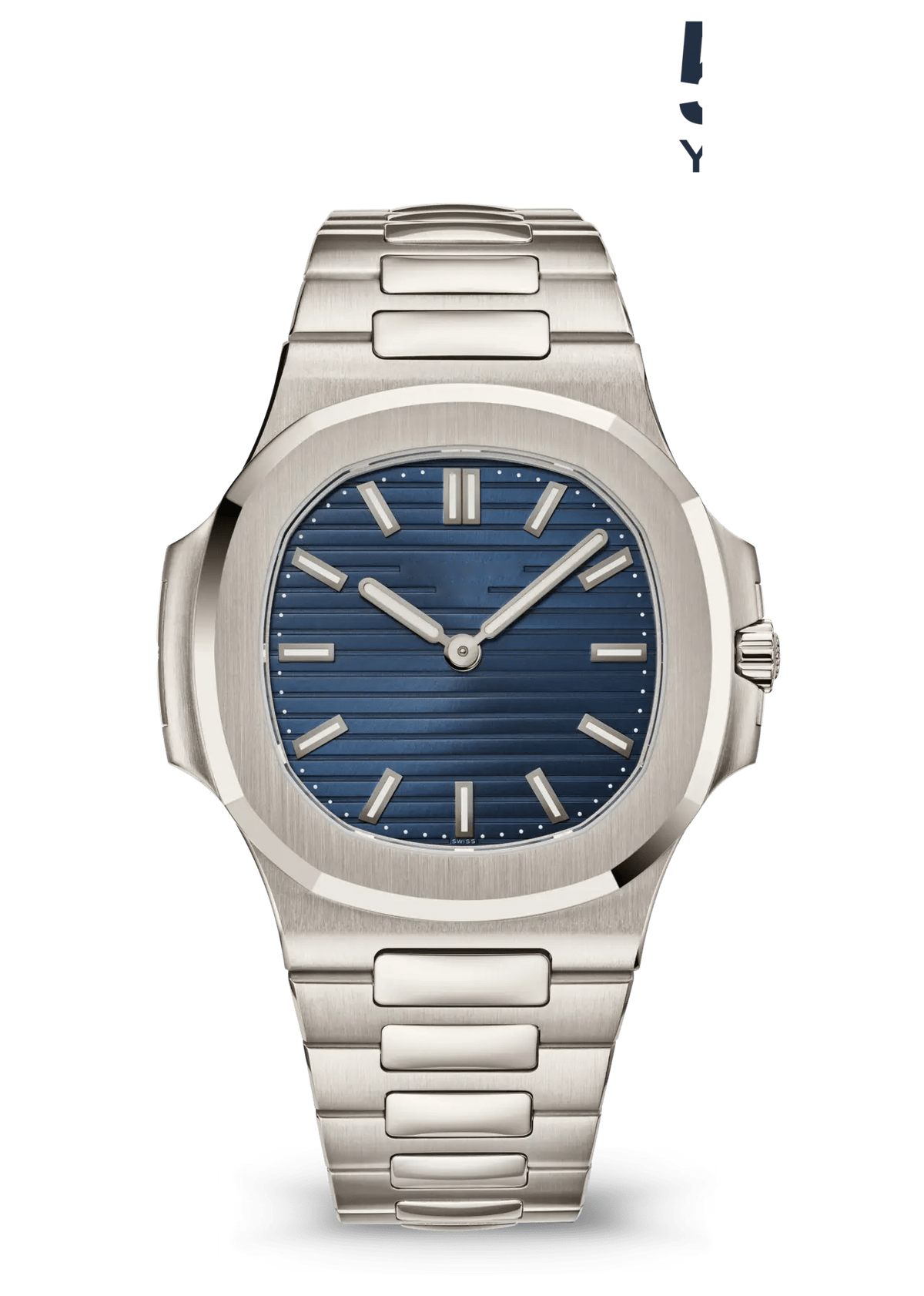 Navy Time-Only Watch with Brushed Silver Tone Bracelet